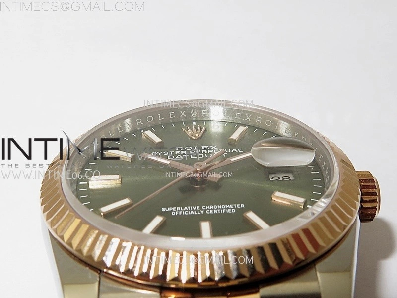 DateJust 126231 904L SS RG JDF 1:1 Best Edition Green Dial Stick Markers on Jubilee SS RG Bracelet
