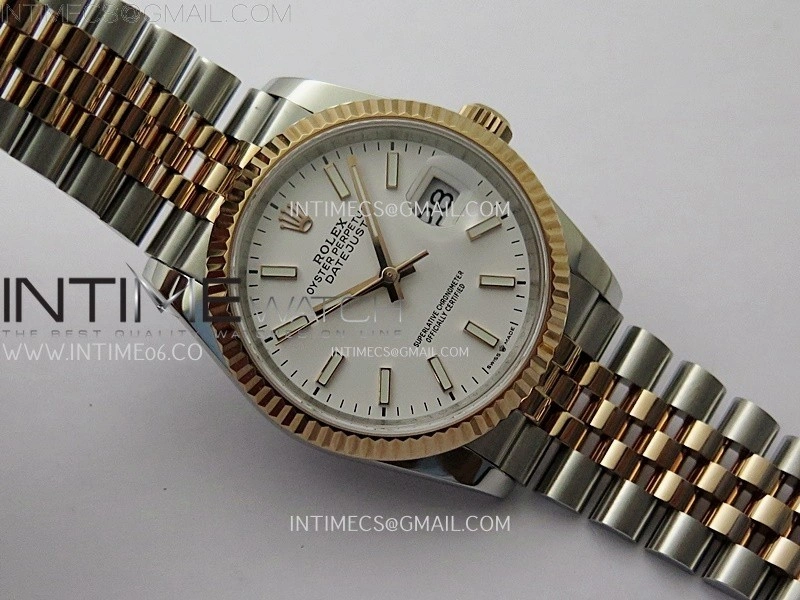 DateJust 126231 904L SS RG JDF 1:1 Best Edition White Dial Stick Markers on Jubilee SS RG Bracelet