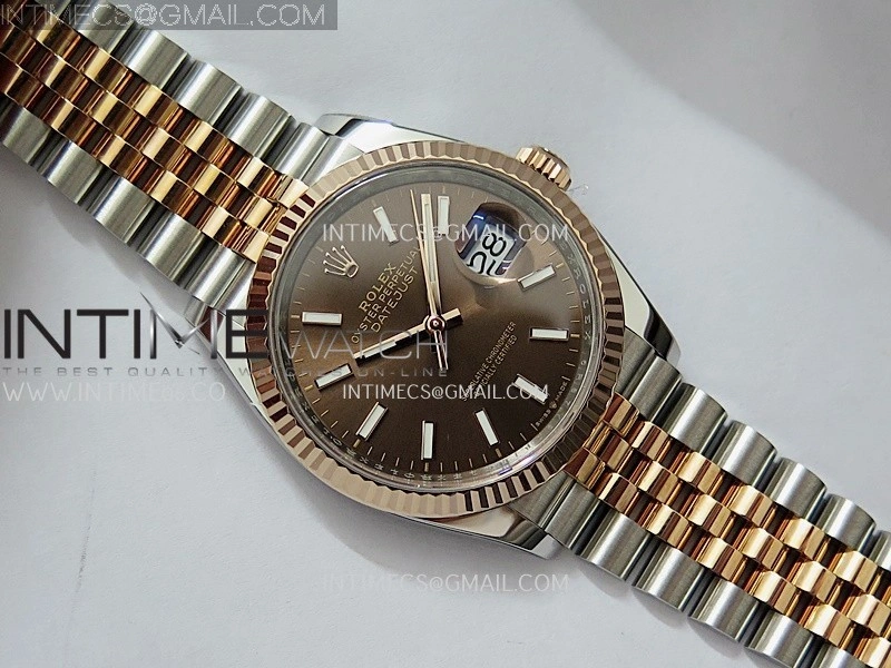 DateJust 126231 904L SS RG VF 1:1 Best Edition Brown Dial Stick Marker On Jubilee Bracelet DD3235