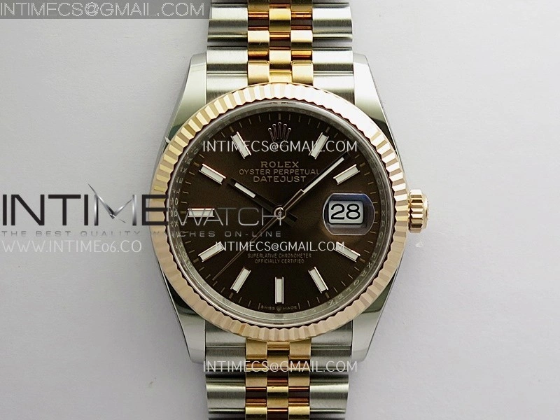 DateJust 126231 904L SS RG VF 1:1 Best Edition Brown Dial Stick Marker On Jubilee Bracelet DD3235