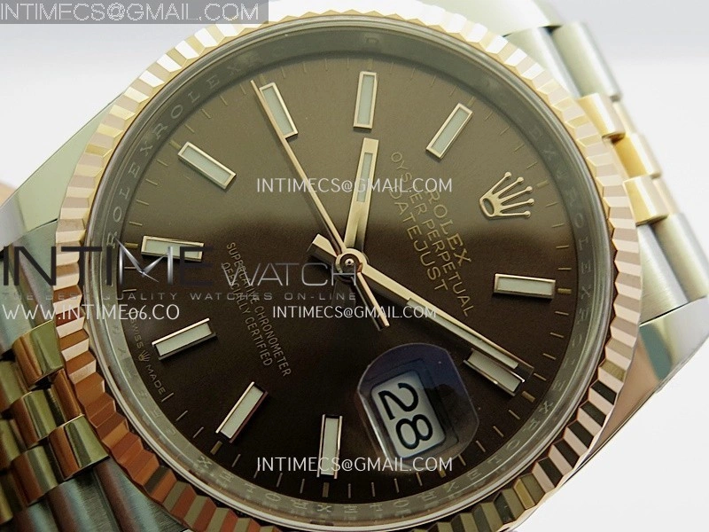 DateJust 126231 904L SS RG VF 1:1 Best Edition Brown Dial Stick Marker On Jubilee Bracelet DD3235