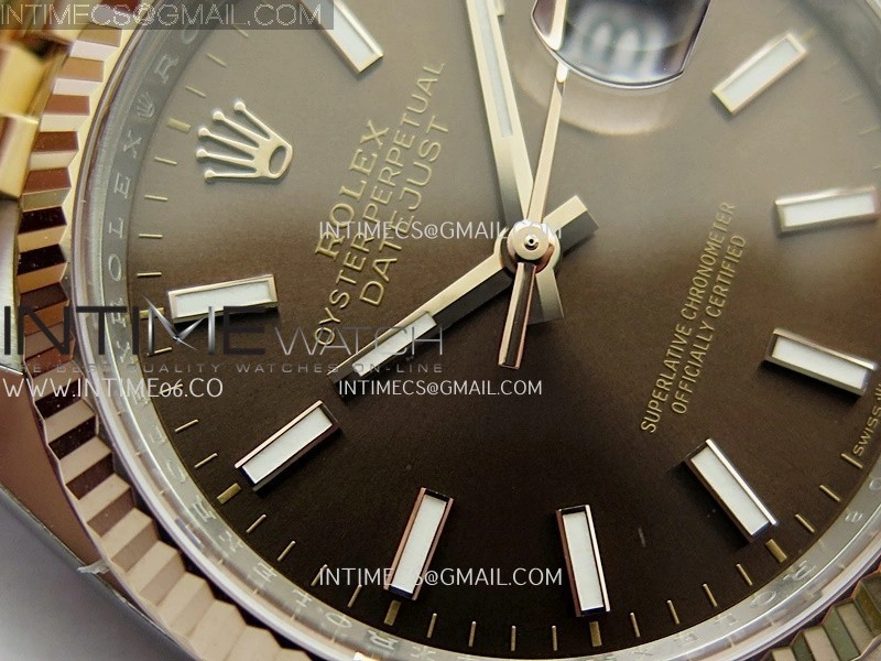DateJust 126231 904L SS RG VF 1:1 Best Edition Brown Dial Stick Marker On Jubilee Bracelet DD3235