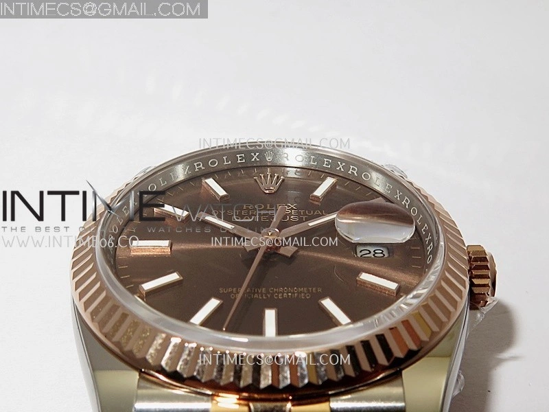 DateJust 126231 904L SS RG VF 1:1 Best Edition Brown Dial Stick Marker On Jubilee Bracelet DD3235