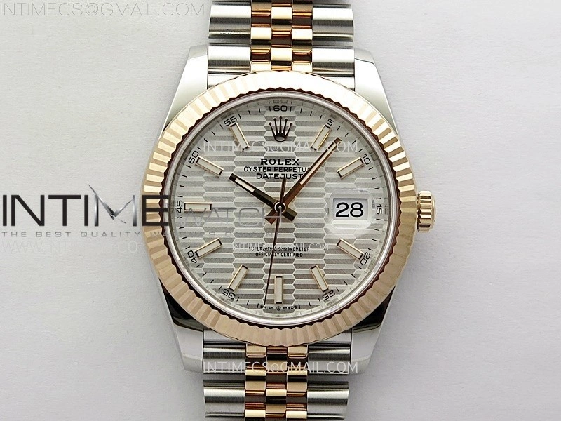 DateJust 41 126331 904L SS RG VSF 1:1 Best Edition Motif Gray Fluted Dial on Jubilee Bracelet VS3235