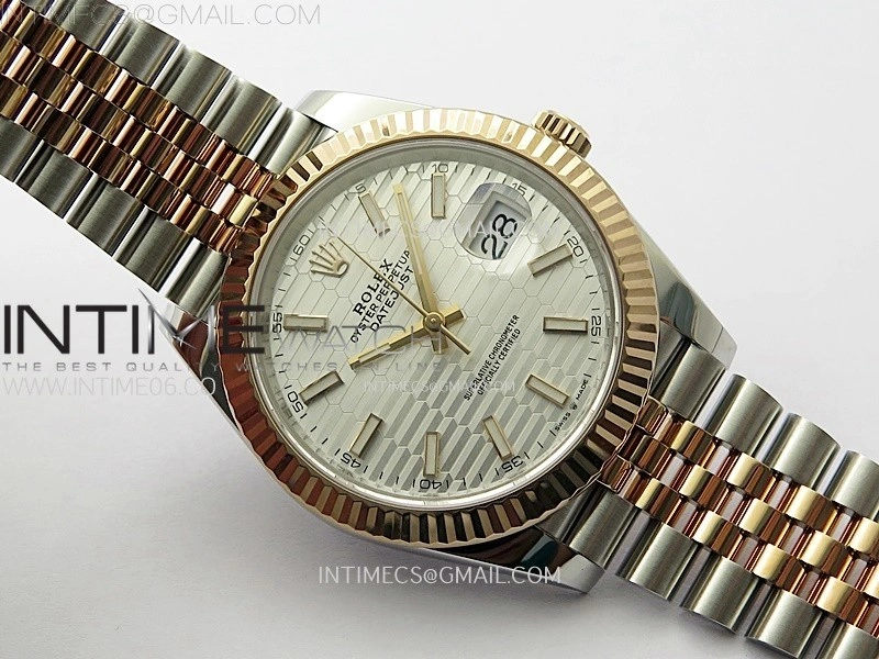 DateJust 41 126331 904L SS RG VSF 1:1 Best Edition Motif Gray Fluted Dial on Jubilee Bracelet VS3235