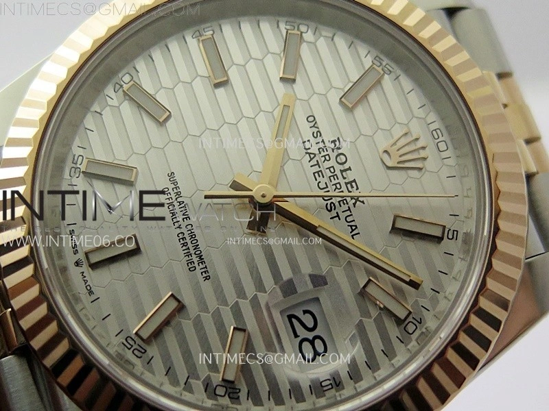 DateJust 41 126331 904L SS RG VSF 1:1 Best Edition Motif Gray Fluted Dial on Jubilee Bracelet VS3235