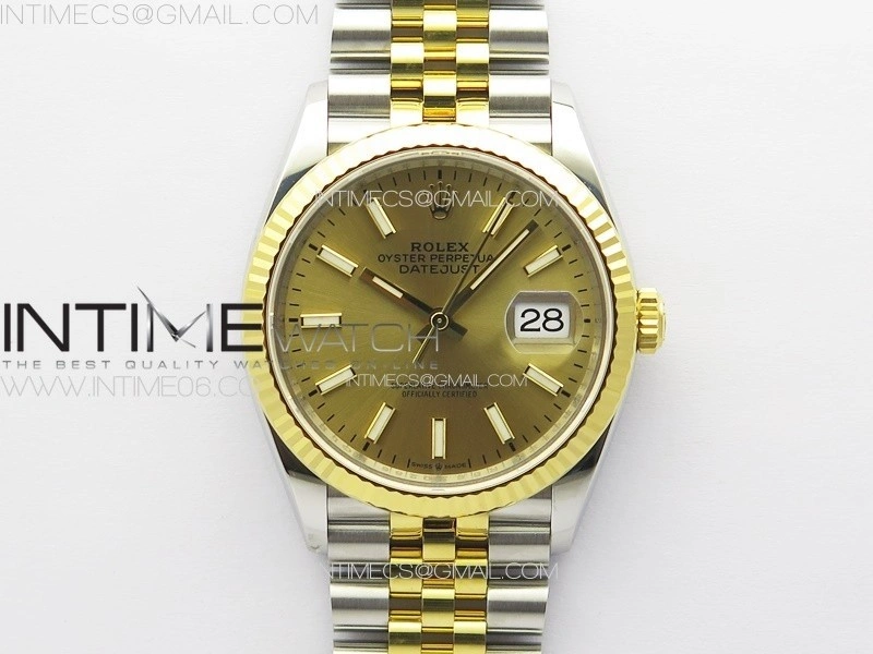 DateJust 36 904L SS YG 126233 VSF 1:1 Best Edition Gold Stick Dial on Jubilee Bracelet VS3235