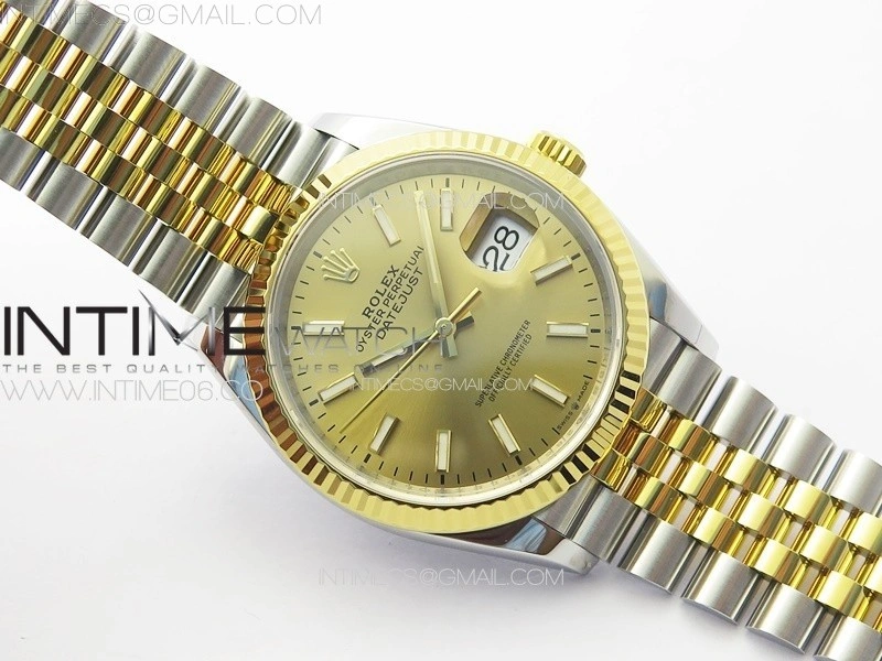 DateJust 36 904L SS YG 126233 VSF 1:1 Best Edition Gold Stick Dial on Jubilee Bracelet VS3235