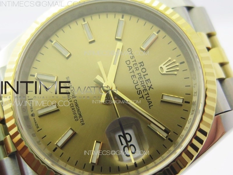 DateJust 36 904L SS YG 126233 VSF 1:1 Best Edition Gold Stick Dial on Jubilee Bracelet VS3235
