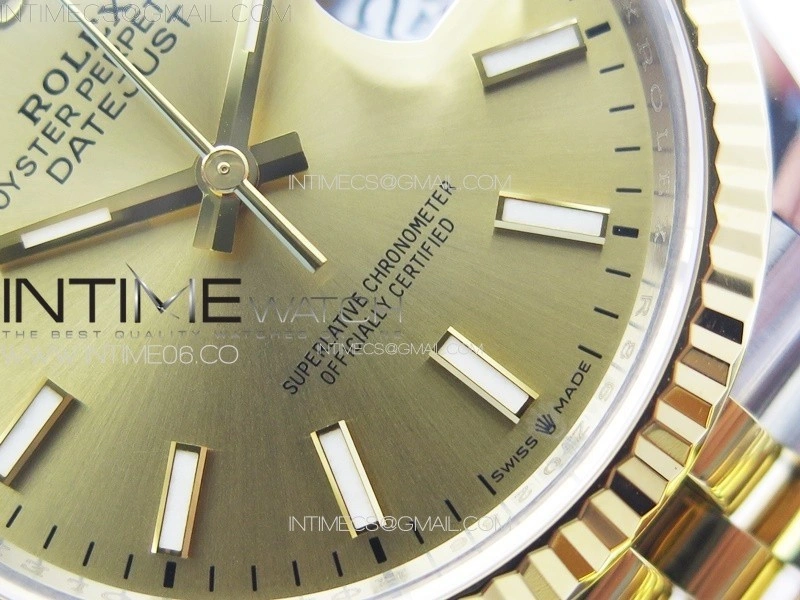 DateJust 36 904L SS YG 126233 VSF 1:1 Best Edition Gold Stick Dial on Jubilee Bracelet VS3235