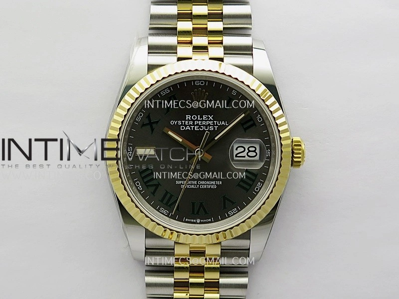 DateJust 126233 36mm 904L SS YG AR+F 1:1 Best Edition Gray Dial Roman Marker On Jubilee Bracelet DD3235