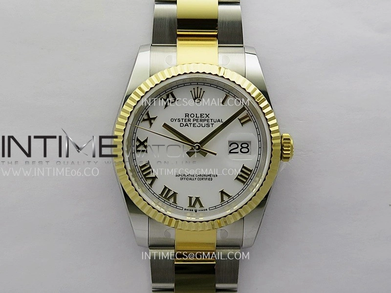 DateJust 126233 36mm 904L SS YG AR+F 1:1 Best Edition White Dial Roman Marker On Oyster Bracelet DD3235