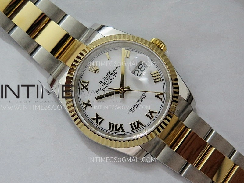 DateJust 126233 36mm 904L SS YG AR+F 1:1 Best Edition White Dial Roman Marker On Oyster Bracelet DD3235