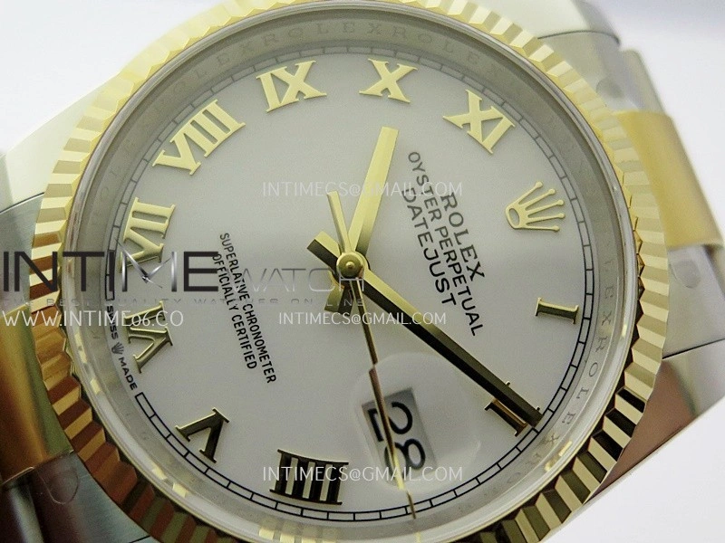 DateJust 126233 36mm 904L SS YG AR+F 1:1 Best Edition White Dial Roman Marker On Oyster Bracelet DD3235