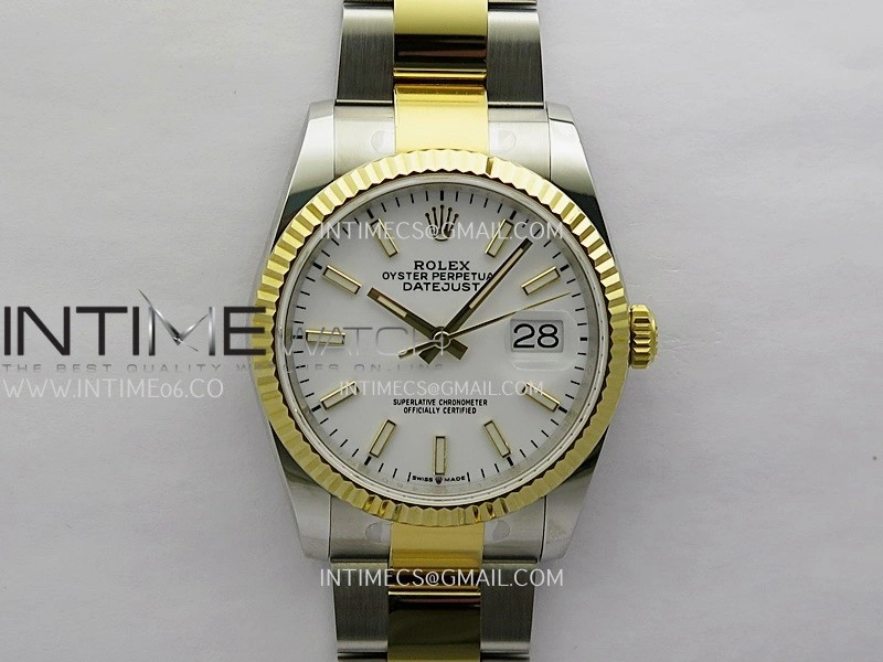 DateJust 126233 36mm 904L SS YG AR+F 1:1 Best Edition White Dial Stick Marker On Oyster Bracelet DD3235