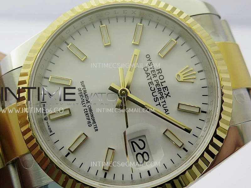 DateJust 126233 36mm 904L SS YG AR+F 1:1 Best Edition White Dial Stick Marker On Oyster Bracelet DD3235