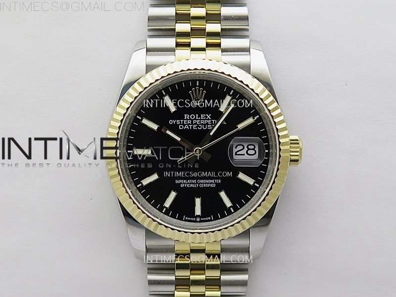 DateJust 126233 904L SS YG JDF 1:1 Best Edition Black Dial Stick Markers on Jubilee SS YG Bracelet