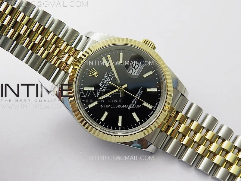 DateJust 126233 904L SS YG JDF 1:1 Best Edition Black Dial Stick Markers on Jubilee SS YG Bracelet