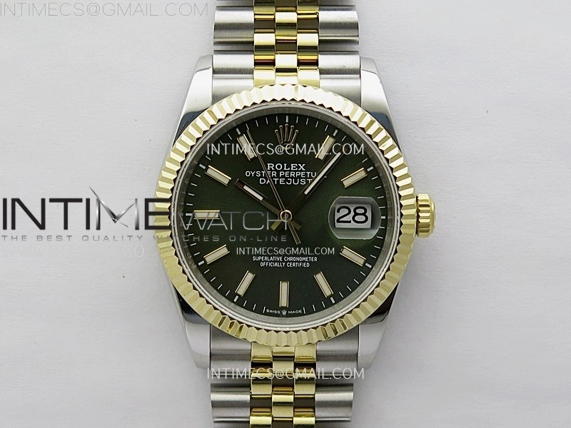 DateJust 126233 904L SS YG JDF 1:1 Best Edition Green Dial Stick Markers on Jubilee SS YG Bracelet