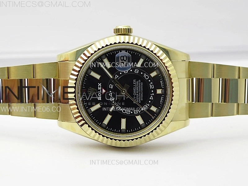 Sky-Dweller 326934 904L YG Noob 1:1 Best Edition Black Dial on SS Oyster Bracelet Asian 23J to 9001