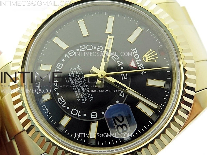 Sky-Dweller 326934 904L YG Noob 1:1 Best Edition Black Dial on SS Oyster Bracelet Asian 23J to 9001