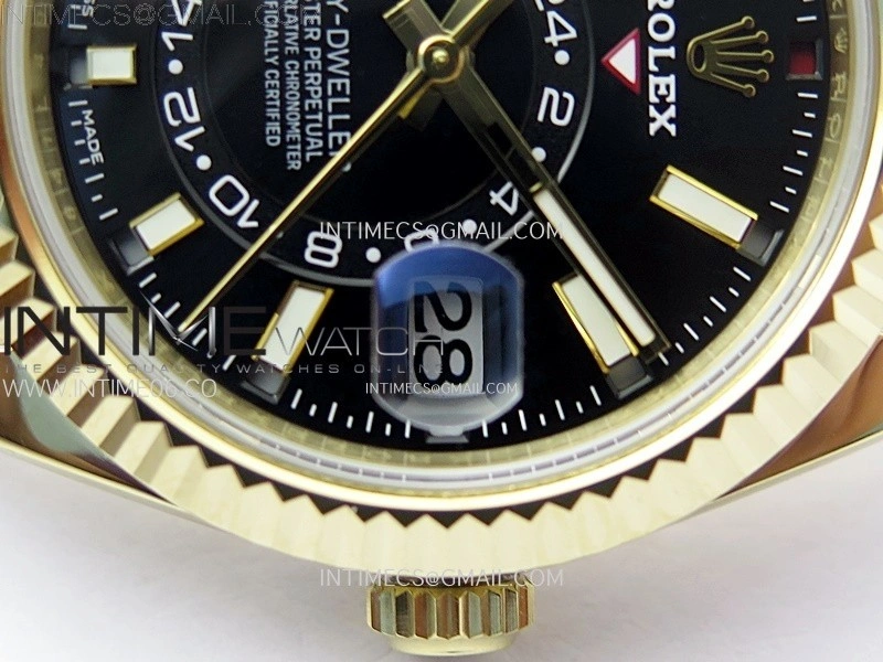 Sky-Dweller 326934 904L YG Noob 1:1 Best Edition Black Dial on SS Oyster Bracelet Asian 23J to 9001