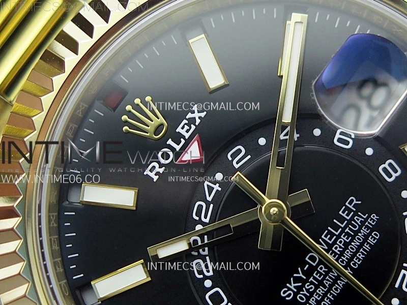 Sky-Dweller 326934 904L YG Noob 1:1 Best Edition Black Dial on SS Oyster Bracelet Asian 23J to 9001