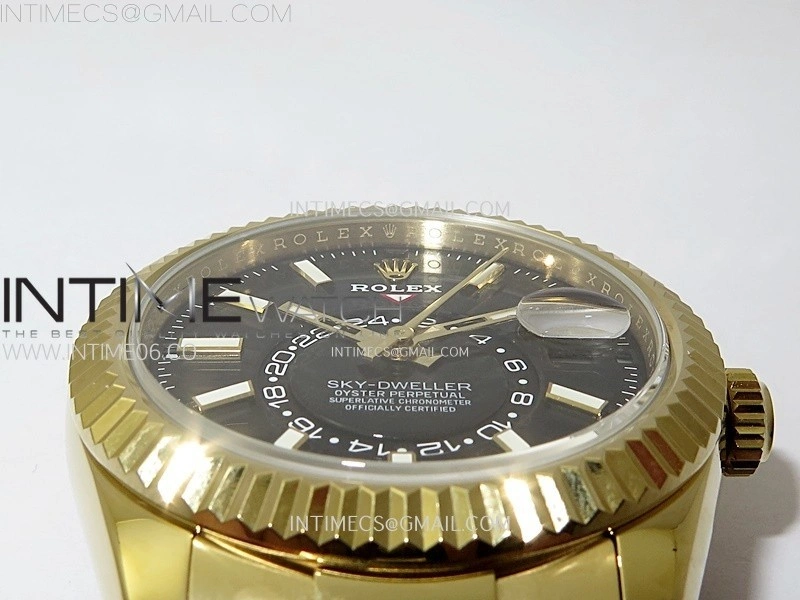 Sky-Dweller 326934 904L YG Noob 1:1 Best Edition Black Dial on SS Oyster Bracelet Asian 23J to 9001
