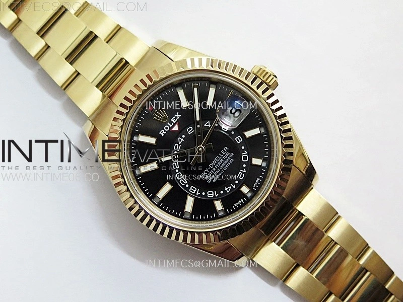 Sky-Dweller 326934 904L YG Noob 1:1 Best Edition Black Dial on SS Oyster Bracelet Asian 23J to 9001
