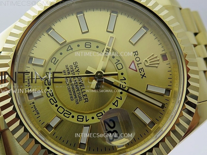 Sky-Dweller 326935 904L YG Noob 1:1 Best Edition Gold Dial on YG Jubilee Bracelet Asian 23J to 9001