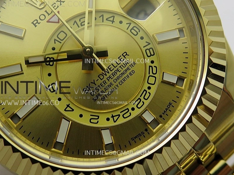 Sky-Dweller 326935 904L YG Noob 1:1 Best Edition Gold Dial on YG Jubilee Bracelet Asian 23J to 9001