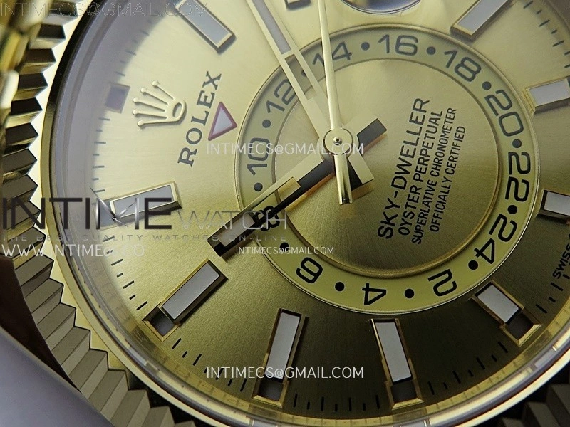 Sky-Dweller 326935 904L YG Noob 1:1 Best Edition Gold Dial on YG Jubilee Bracelet Asian 23J to 9001