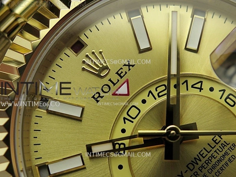 Sky-Dweller 326935 904L YG Noob 1:1 Best Edition Gold Dial on YG Jubilee Bracelet Asian 23J to 9001