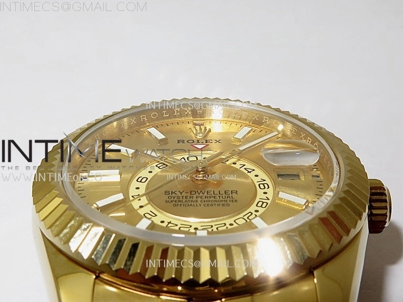 Sky-Dweller 326935 904L YG Noob 1:1 Best Edition Gold Dial on YG Jubilee Bracelet Asian 23J to 9001