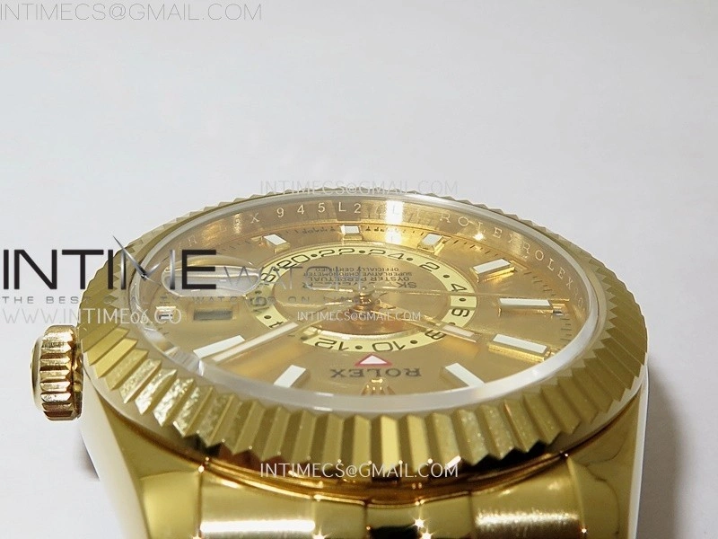 Sky-Dweller 326935 904L YG Noob 1:1 Best Edition Gold Dial on YG Jubilee Bracelet Asian 23J to 9001