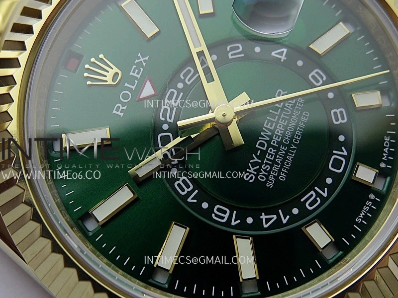 Sky-Dweller 326938 904L YG Noob 1:1 Best Edition Green Dial on YG Oyster Bracelet Asian 23J to 9001