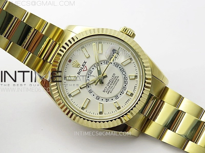Sky-Dweller 326934 904L YG Noob 1:1 Best Edition White Dial on SS Oyster Bracelet Asian 23J to 9001