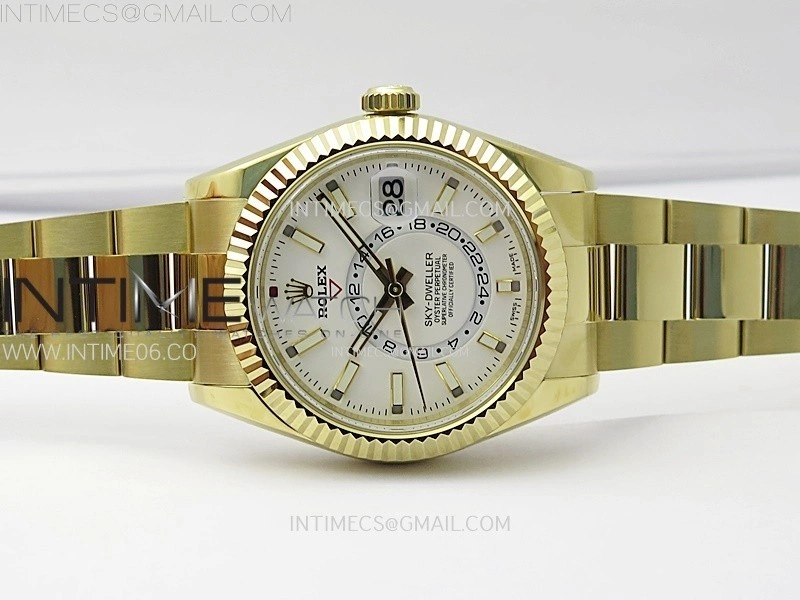 Sky-Dweller 326934 904L YG Noob 1:1 Best Edition White Dial on SS Oyster Bracelet Asian 23J to 9001