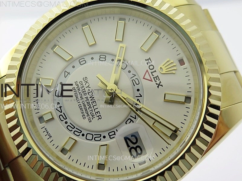 Sky-Dweller 326934 904L YG Noob 1:1 Best Edition White Dial on SS Oyster Bracelet Asian 23J to 9001