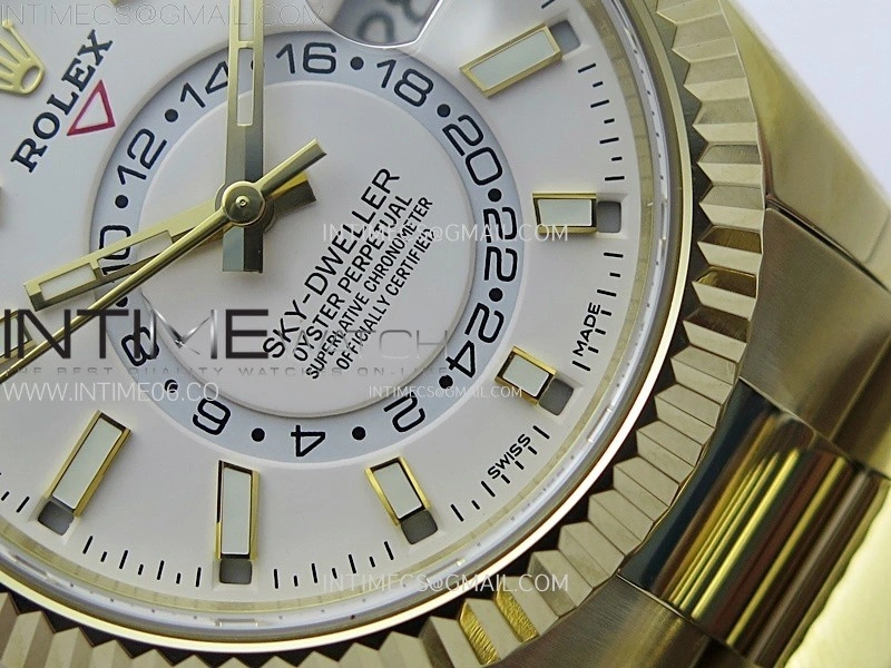 Sky-Dweller 326934 904L YG Noob 1:1 Best Edition White Dial on SS Oyster Bracelet Asian 23J to 9001