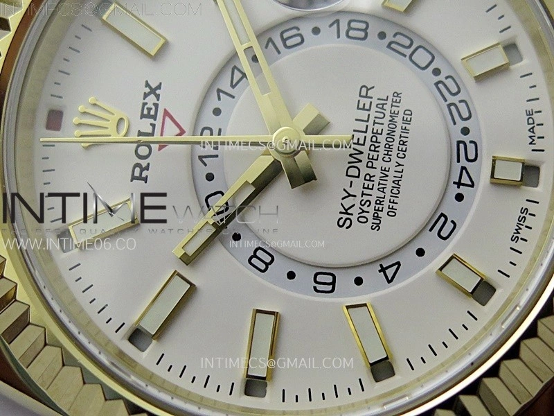 Sky-Dweller 326934 904L YG Noob 1:1 Best Edition White Dial on SS Oyster Bracelet Asian 23J to 9001