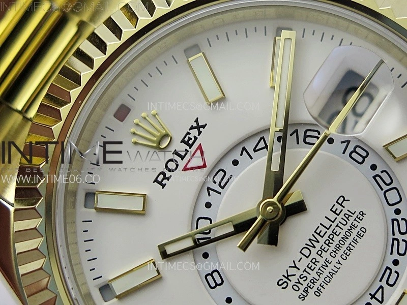Sky-Dweller 326934 904L YG Noob 1:1 Best Edition White Dial on SS Oyster Bracelet Asian 23J to 9001