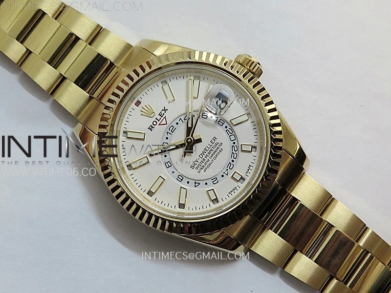 Sky-Dweller 326934 904L YG Noob 1:1 Best Edition White Dial on SS Oyster Bracelet Asian 23J to 9001