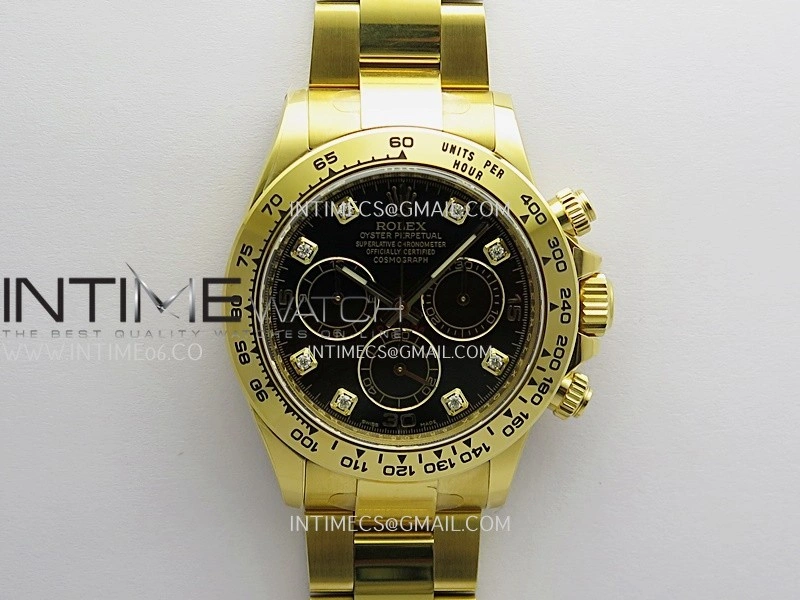 Daytona 116508 904L YG VF 1:1 Best Edition Black Dial Diamond Marker On 904L YG Bracelet DD4130