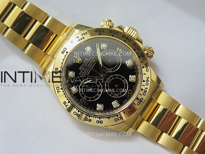 Daytona 116508 904L YG VF 1:1 Best Edition Black Dial Diamond Marker On 904L YG Bracelet DD4130