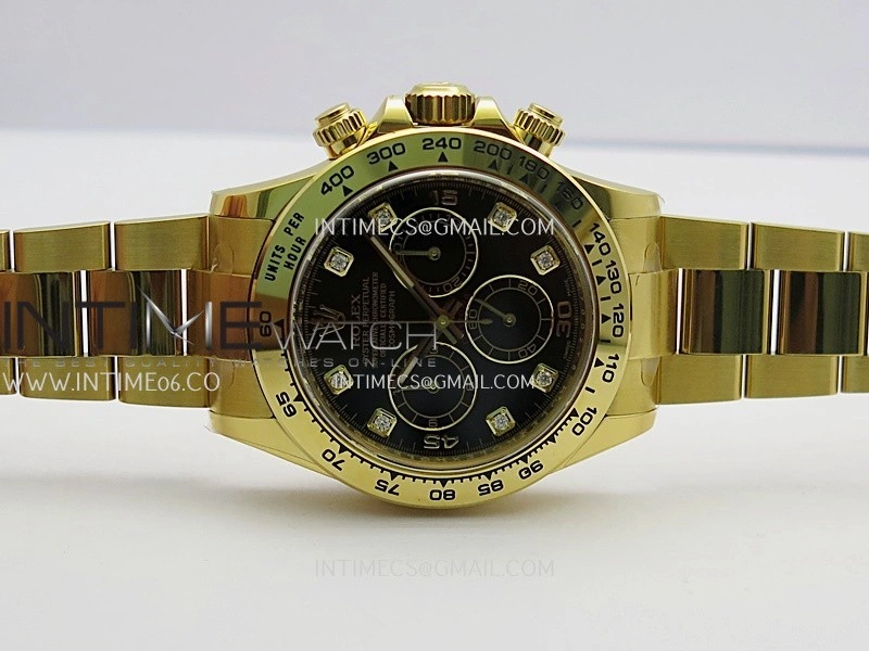 Daytona 116508 904L YG VF 1:1 Best Edition Black Dial Diamond Marker On 904L YG Bracelet DD4130