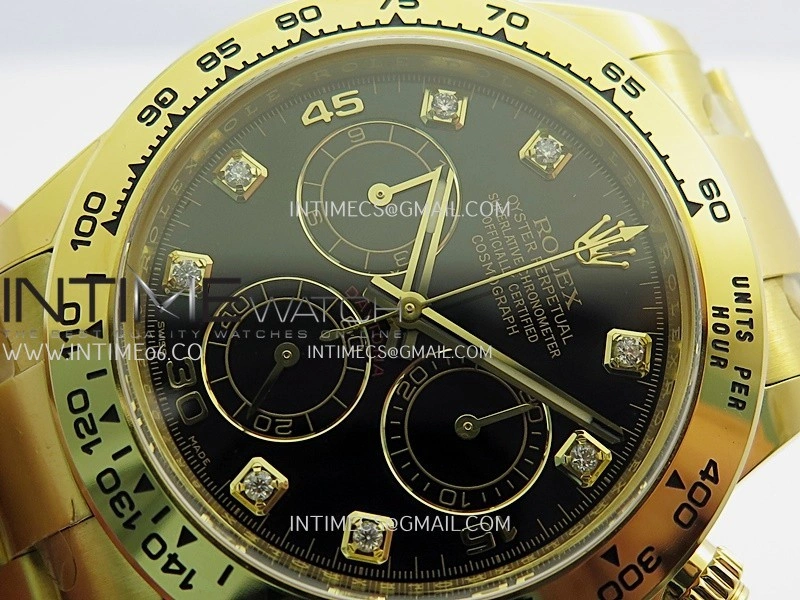 Daytona 116508 904L YG VF 1:1 Best Edition Black Dial Diamond Marker On 904L YG Bracelet DD4130