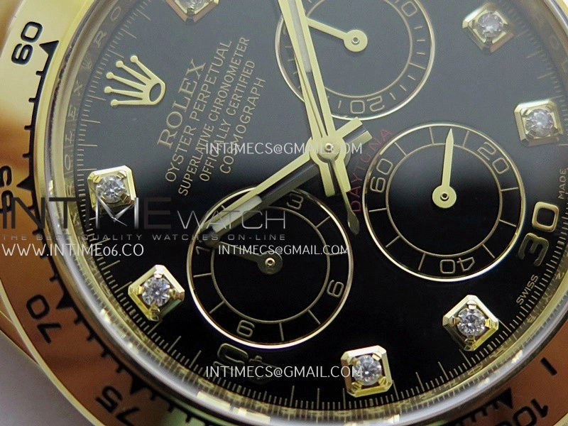 Daytona 116508 904L YG VF 1:1 Best Edition Black Dial Diamond Marker On 904L YG Bracelet DD4130
