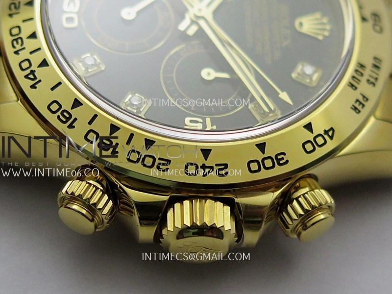 Daytona 116508 904L YG VF 1:1 Best Edition Black Dial Diamond Marker On 904L YG Bracelet DD4130
