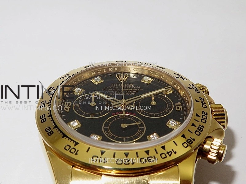 Daytona 116508 904L YG VF 1:1 Best Edition Black Dial Diamond Marker On 904L YG Bracelet DD4130